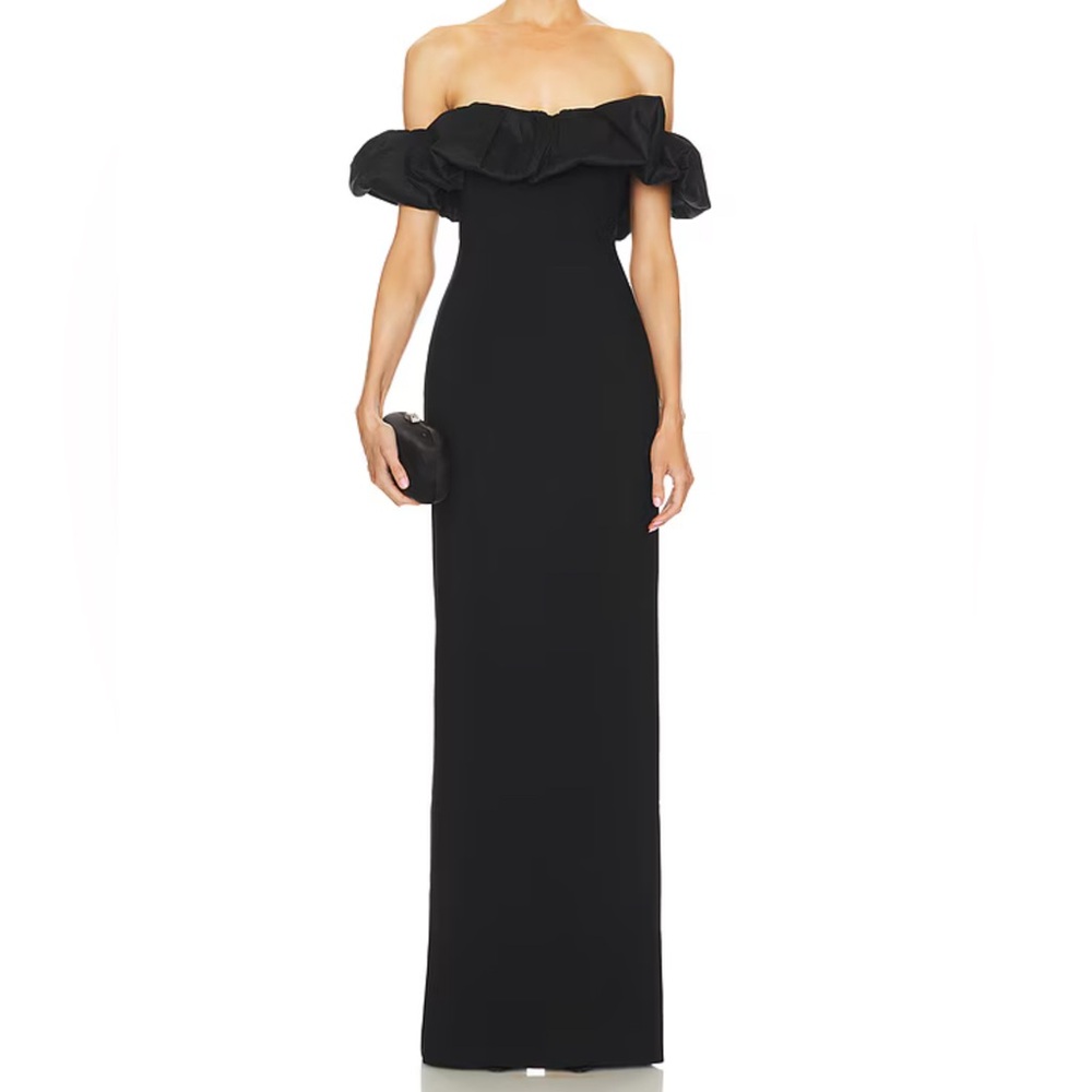 LIKELY Griffin Black Off-Shoulder Gown
